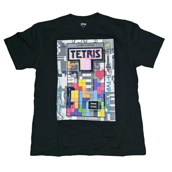 Men's Tetris Graphic Short Sleeved T-Shirt, Size Large, 100% Cotton - Picture 1 of 11